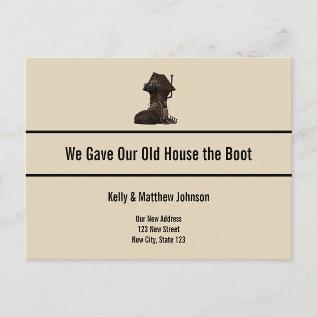 Custom Funny Boot House Moving Announcement (Front)