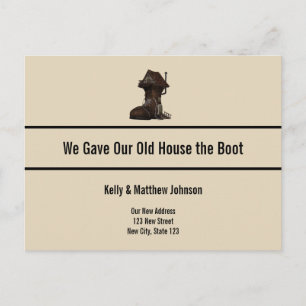 Custom Funny Boot House Moving Announcement Postcard