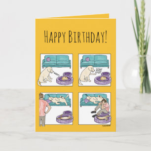 Custom Funny Cartoon Cat and Dog Birthday  Card