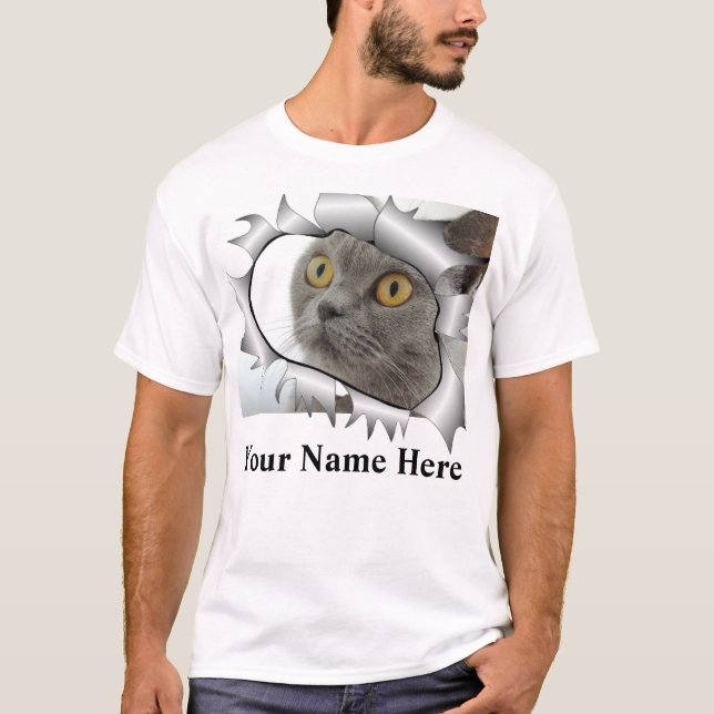 Custom funny cat lover paper crack T-Shirt (Front)