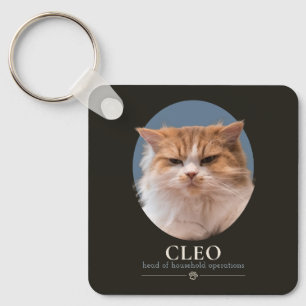 Custom Funny Cat Photo & Name Keychain