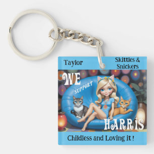 Custom Funny Childless Cat Ladies KAMALA 2024 Keychain