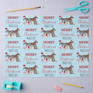 Custom Funny Christmas Animals Santa Hats Lights Tissue Paper