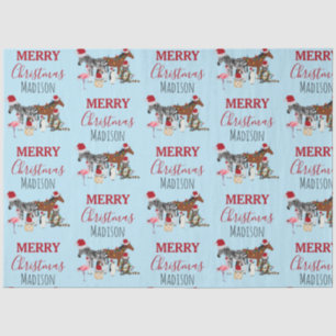 Custom Funny Christmas Animals Santa Hats Lights Tissue Paper