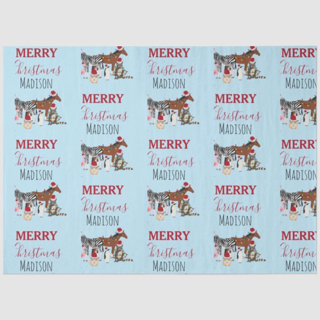 Custom Funny Christmas Animals Santa Hats Lights   Tissue Paper (Front)
