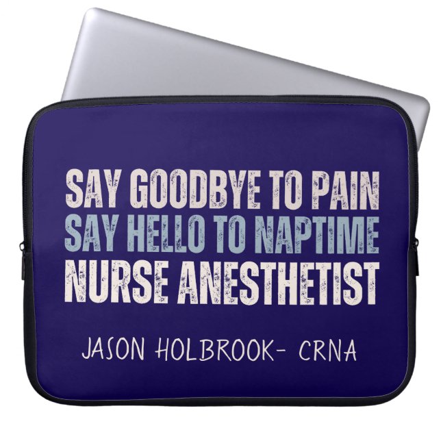 Custom Funny CRNA Nurse Anesthetist Grad Gift Laptop Sleeve (Front)