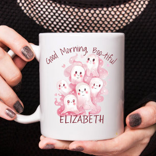 Custom Funny Cute Romantic Pink Ghosts Halloween Mug