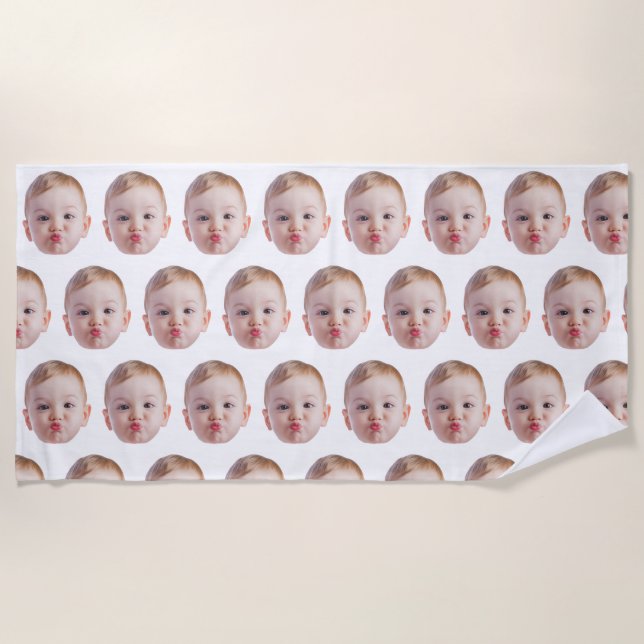 Custom Funny Face  Personalized Photo Gift Beach Towel (Front)