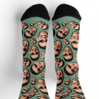 Custom Funny Face Photo All Over Socks Moss Green