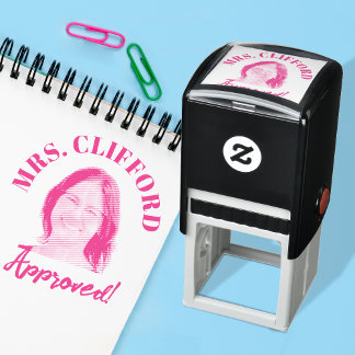 Custom Funny Face Photo Teacher Approval Rubber Self-inking Stamp
