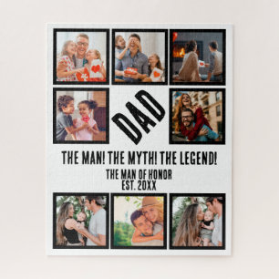 Custom Funny Fathers day Dad gift 8 Photo Collage Jigsaw Puzzle