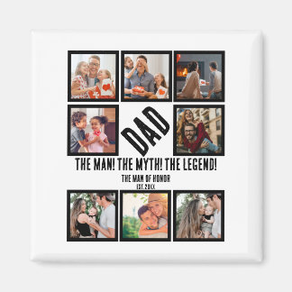 Custom Funny Fathers day Dad gift 8 Photo Collage Magnet