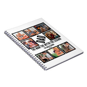Custom Funny Fathers day Dad gift 8 Photo Collage Notebook
