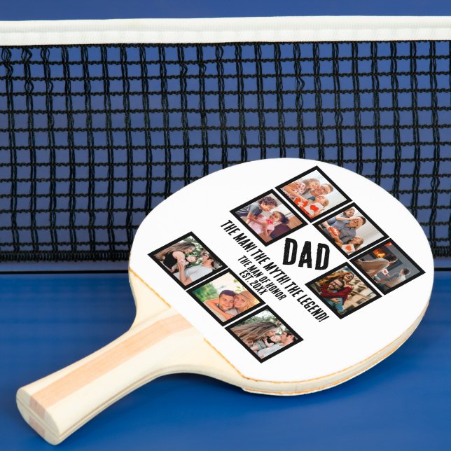 Custom Funny Fathers day Dad gift 8 Photo Collage Ping Pong Paddle (Insitu)