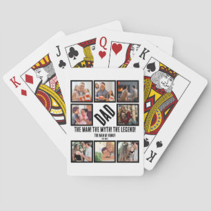 Custom Funny Fathers day Dad gift 8 Photo Collage  Playing Cards