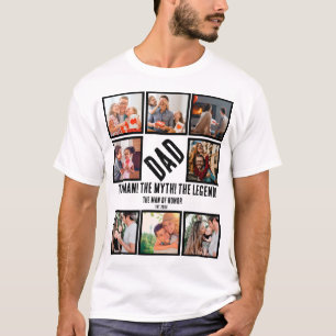 Custom Funny Fathers day Dad gift 8 Photo Collage T-Shirt