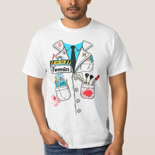 Custom Funny Forensic Science Lab Coat Costume T-Shirt (Front)