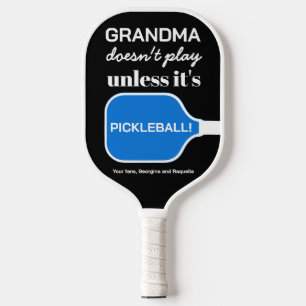 Custom Funny Grandma Pickleball Humour Typography Paddle