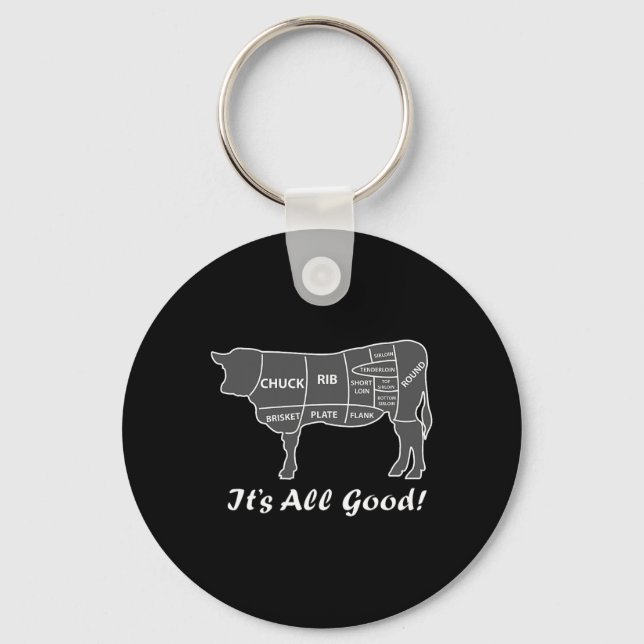Custom Funny Graphic Bbq Beef Brisket Steak Ribs C Keychain (Front)
