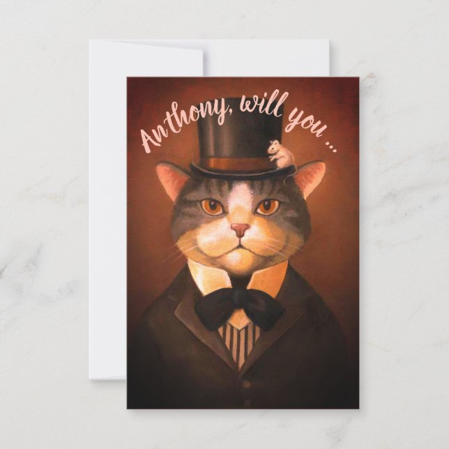 Custom funny groom cat be my best man invitation p (Front)