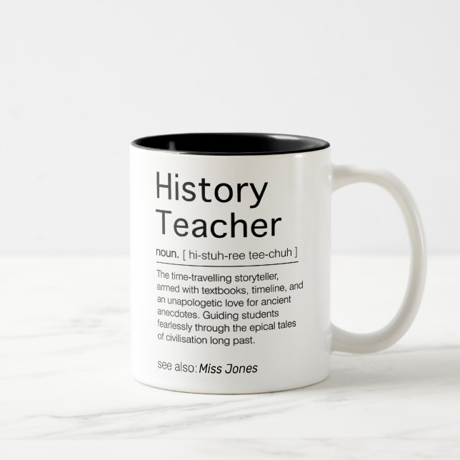 Custom Funny History Teacher Job Work Gift Office Two-Tone Coffee Mug (Right)