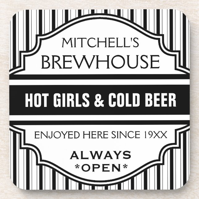 Custom Funny Home Bar Brewhouse Sign Coasters (Front)