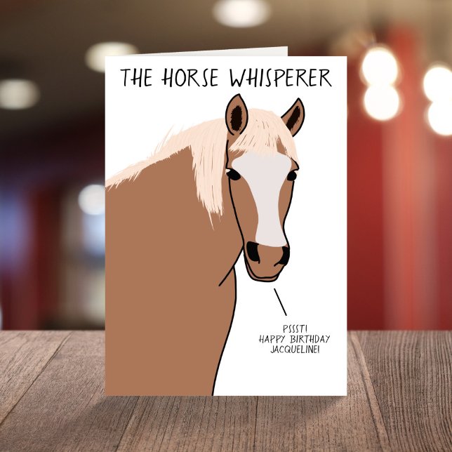 Custom Funny Horse Pun Cartoon Birthday  Card (Creator Uploaded)