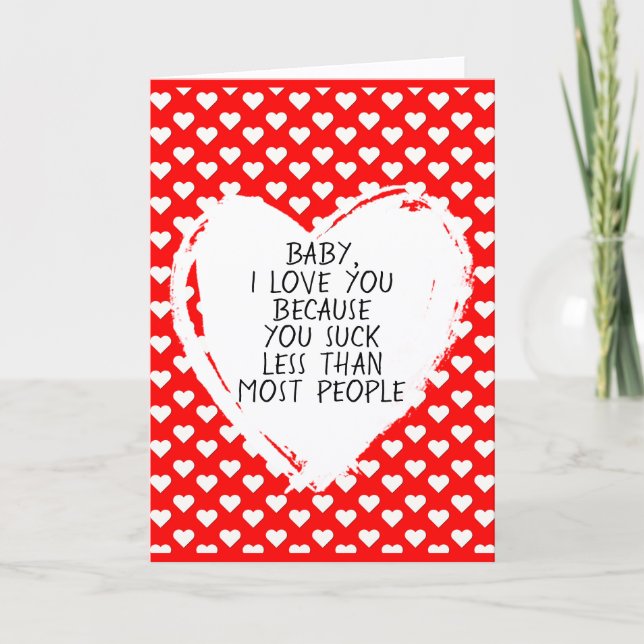 Custom Funny I Love You Valentine Quote Hearts Card (Front)