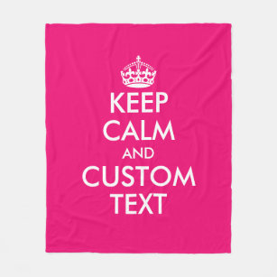 Custom funny keep calm medium pink fleece blanket