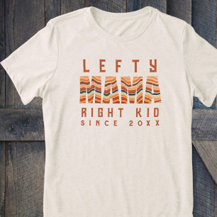 Custom Funny Lefty Mama Right Kid Retro Stripes  Tri-Blend Shirt