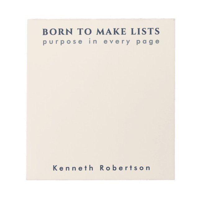 Custom Funny List Lover Cream Blue Minimalist Men  Notepad (Front)