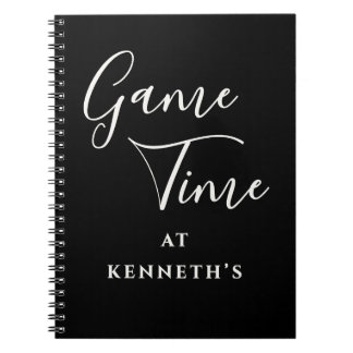 Custom Funny Minimalist Black White Game Time Men  Notebook