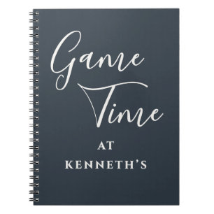 Custom Funny Minimalist Navy White Game Time Men  Notebook