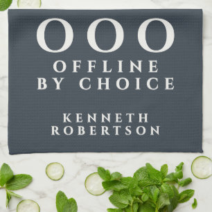 Custom Funny Minimalist OOO Navy Blue White Men Kitchen Towel