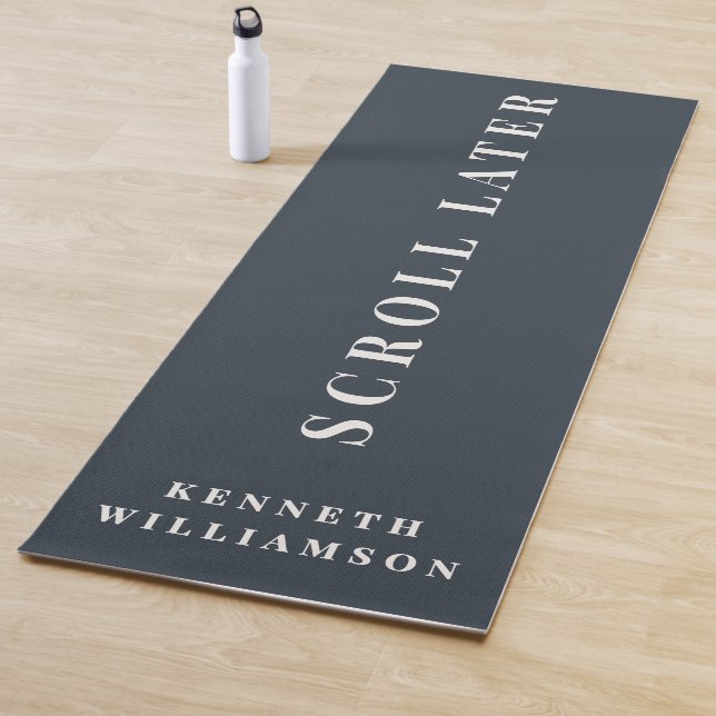 Custom Funny Navy Blue White Minimalist Simple Men Yoga Mat (In Situ)