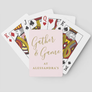 Custom Funny Pastel Pink Gold Script Minimalist Playing Cards