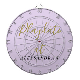 Custom Funny Pastel Purple Gold Black Minimalist Dartboard