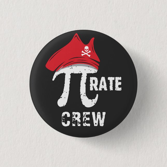 Custom Funny Pi Day Pirate Crew Matching Party 1 Inch Round Button (Front)