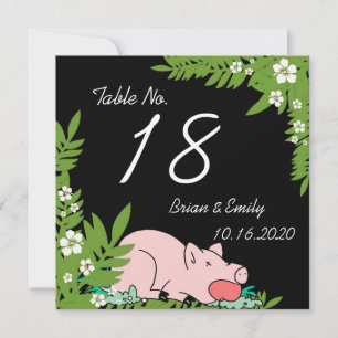 Custom funny pig dinner hawaii table wedding cards