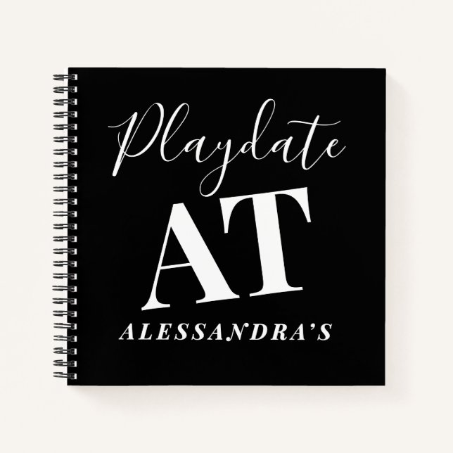 Custom Funny Playdate Score Tracker Black White  Notebook (Front)