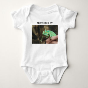 Custom Funny Protected By Chameleon Lizard Photo Baby Bodysuit