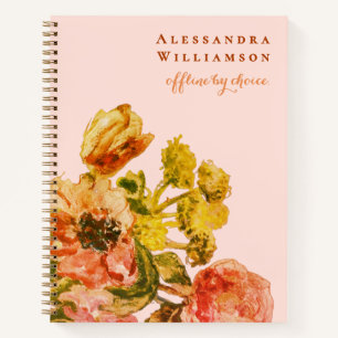 Custom Funny Retro Inspirational Watercolor Floral Notebook
