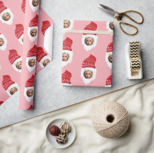 Custom funny Santa Claus face with your photo Wrapping Paper