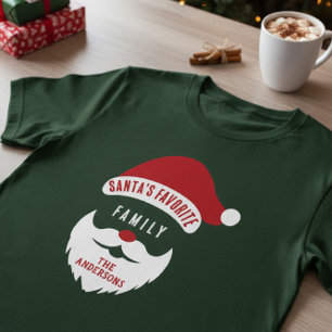 Custom Funny Santa's Favourite Family Name T-Shirt