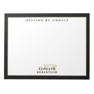 Custom Funny Simple Black White Gold Men Elegant Notepad