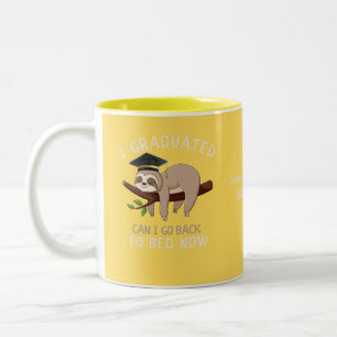 Custom Funny Sloth Graduation Back To Bed Gift Two-Tone Coffee Mug