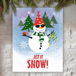 Custom Funny Snowman Party Christmas Tree Poster