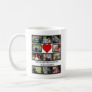 Custom Funny Valentines day heart 11 photo collage Coffee Mug