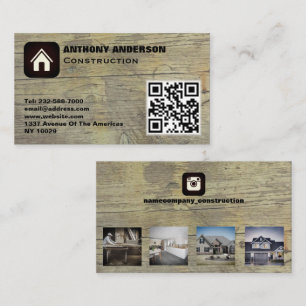 Custom furniture construction wood works business  business card