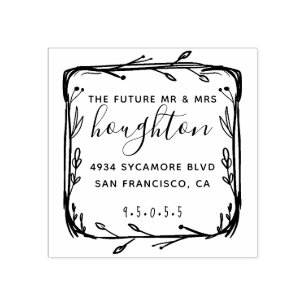 Custom Future Mr & Mrs Wedding Return Address Rubber Stamp